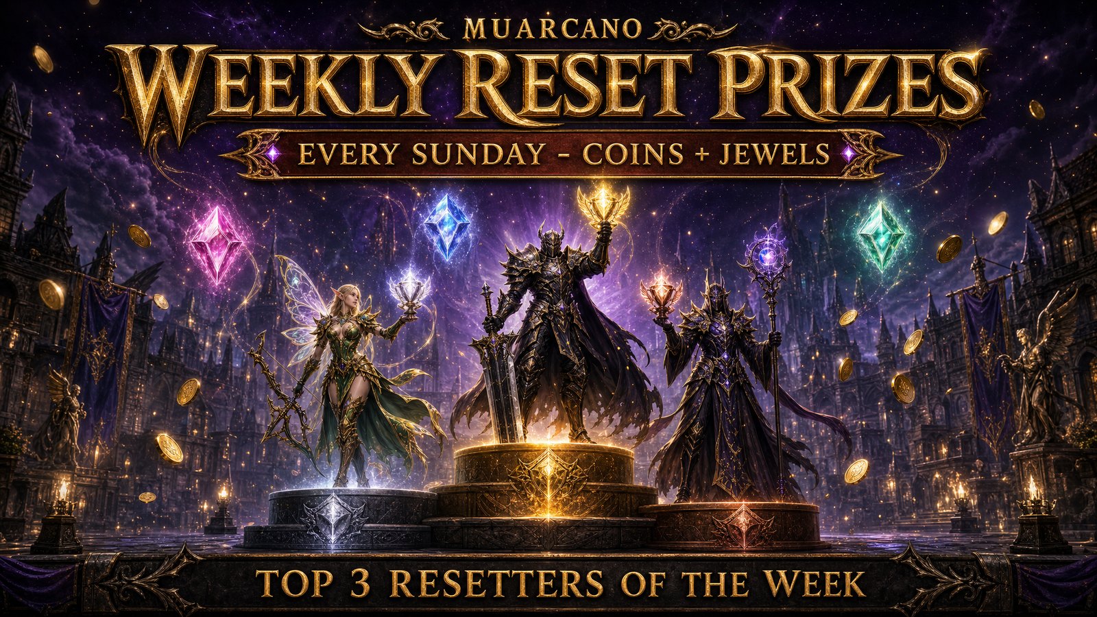 Premiação Semanal de Resets: Coins e joias pros 3 maiores resetadores